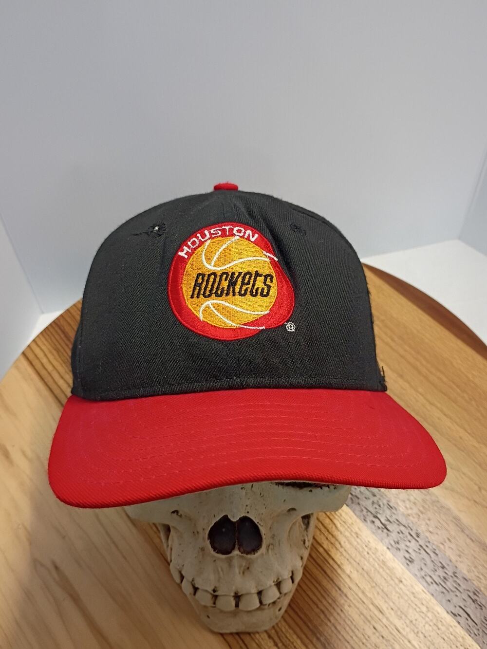 Houston Rockets NBA AJD Hat Snap Back Black Red Basketball VTG 90's